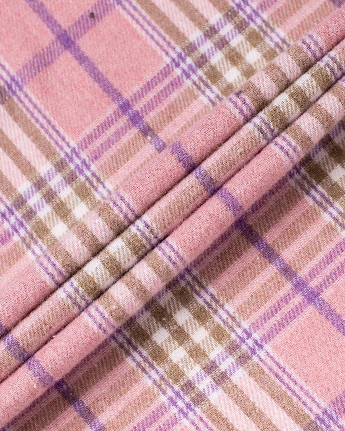 imageAlimens amp Gentle Womens Flannel Shirt Long Sleeve Plaid Shacket Soft Casual Collared Loose Button Down Roll Up Blouses TopsPink Purple