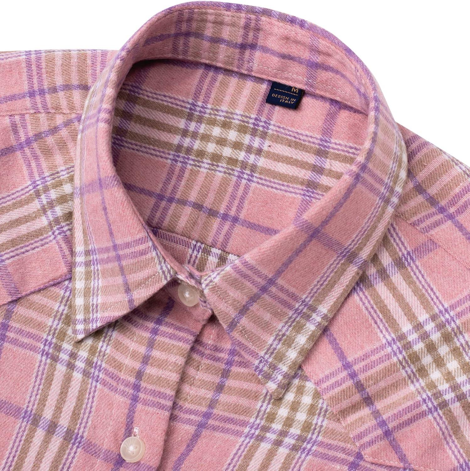 imageAlimens amp Gentle Womens Flannel Shirt Long Sleeve Plaid Shacket Soft Casual Collared Loose Button Down Roll Up Blouses TopsPink Purple