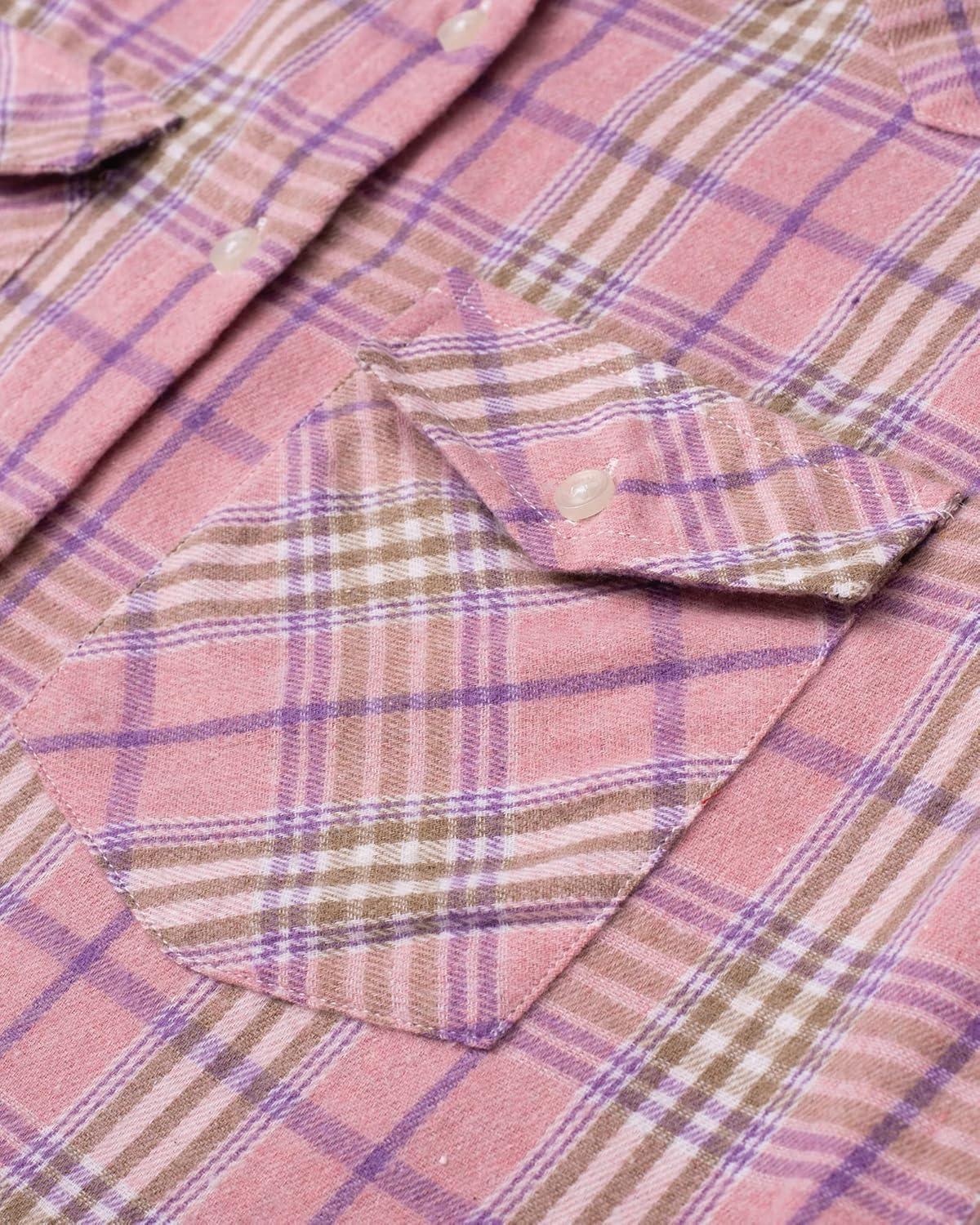 imageAlimens amp Gentle Womens Flannel Shirt Long Sleeve Plaid Shacket Soft Casual Collared Loose Button Down Roll Up Blouses TopsPink Purple