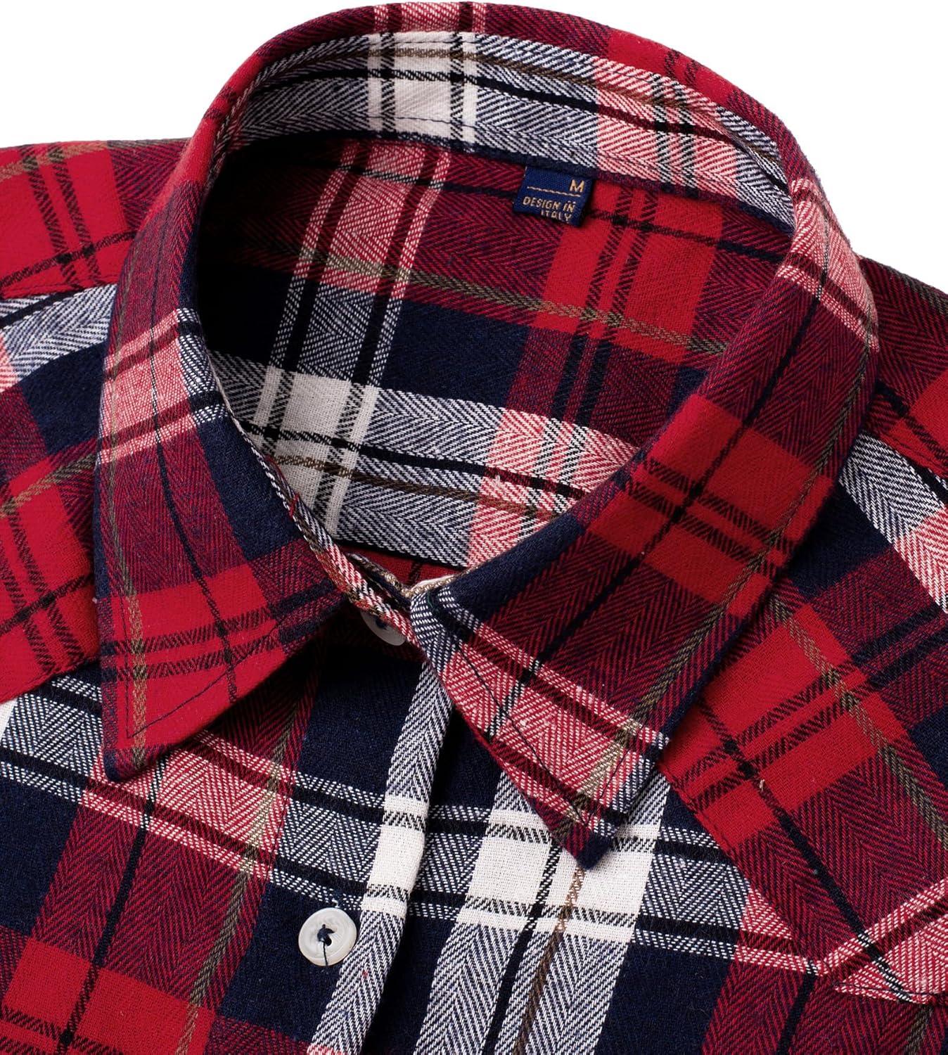 imageAlimens amp Gentle Womens Flannel Shirt Long Sleeve Plaid Shacket Soft Casual Collared Loose Button Down Roll Up Blouses TopsRed Blue