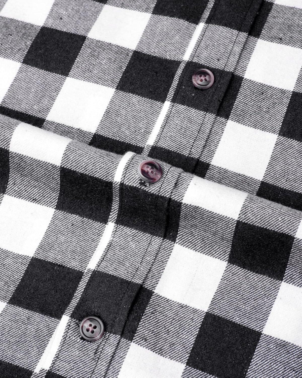 imageAlimens amp Gentle Womens Flannel Shirt Long Sleeve Plaid Shacket Soft Casual Collared Loose Button Down Roll Up Blouses TopsWhite