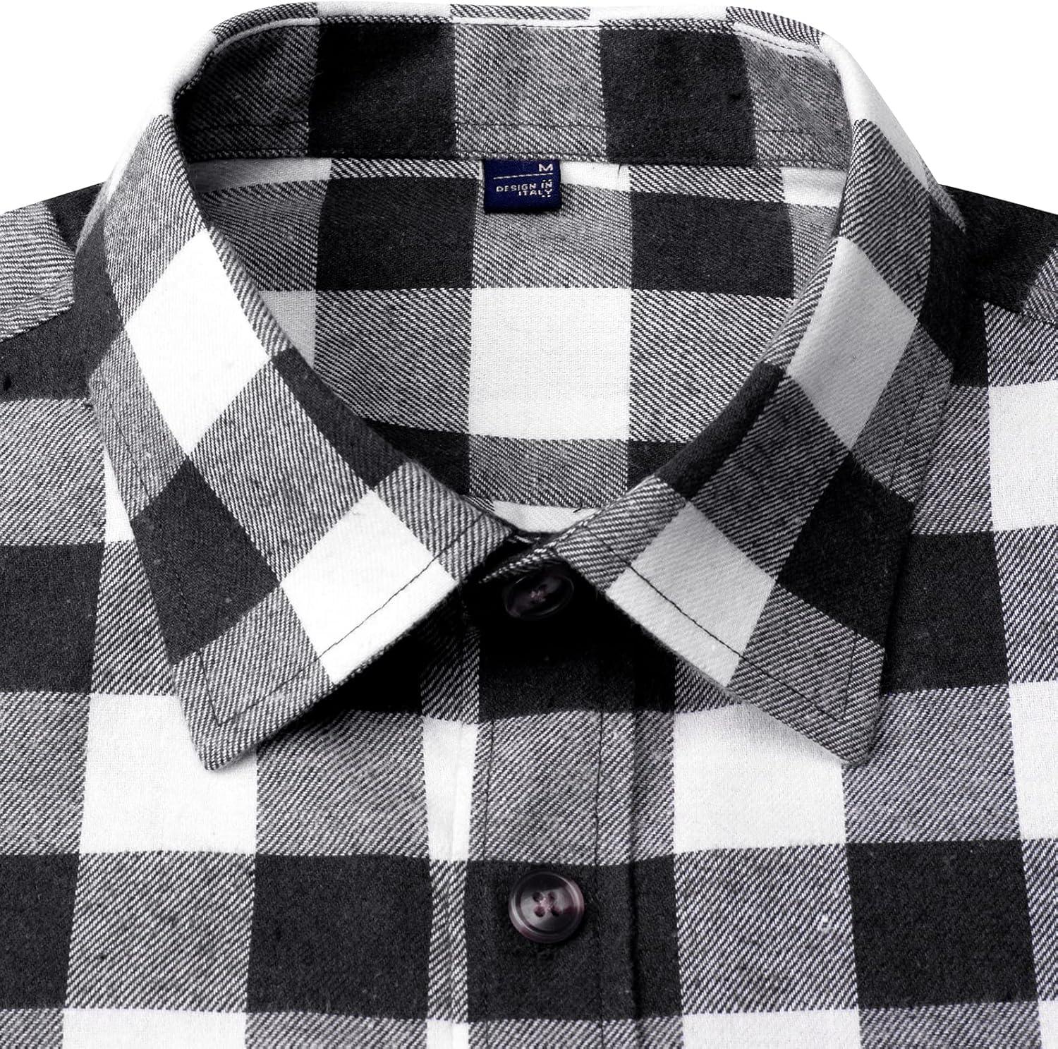 imageAlimens amp Gentle Womens Flannel Shirt Long Sleeve Plaid Shacket Soft Casual Collared Loose Button Down Roll Up Blouses TopsWhite