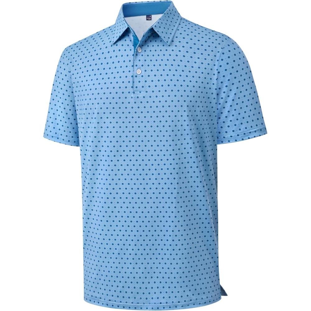 imageAlimens amp Gentle Mens Polo Shirts Short Sleeve Printed Golf Shirt Moisture Wicking Dry Fit Collared Business Casual TennisBlue Dots