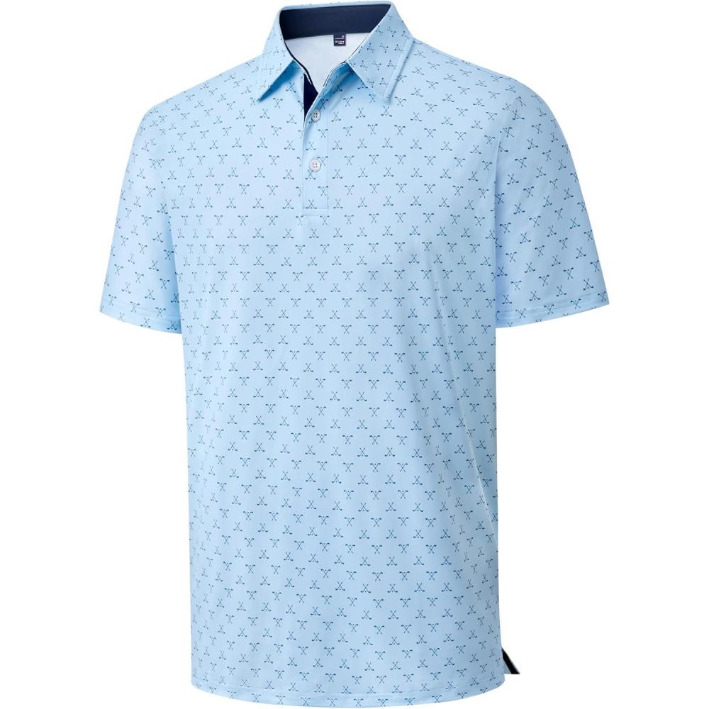 imageAlimens amp Gentle Mens Polo Shirts Short Sleeve Printed Golf Shirt Moisture Wicking Dry Fit Collared Business Casual TennisBlue Golf