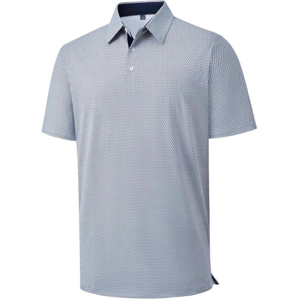imageAlimens amp Gentle Mens Polo Shirts Short Sleeve Printed Golf Shirt Moisture Wicking Dry Fit Collared Business Casual TennisWhite Navy