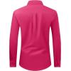 Alimens & Gentle Men’s Dress Shirt Regular Fit Stretch Stain Shield Long Sleeve Solid Business Wedding Button Down Shirts(Hot Pink)