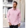 Alimens & Gentle Mens Dress Shirts Stretch Solid Wrinkle Free Button Down Shirt Casual Business Wedding Button Up Shirt(Pink)
