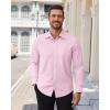 Alimens & Gentle Mens Dress Shirts Stretch Solid Wrinkle Free Button Down Shirt Casual Business Wedding Button Up Shirt(Pink)