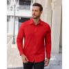 Alimens & Gentle Mens Dress Shirts Stretch Solid Wrinkle Free Button Down Shirt Casual Business Wedding Button Up Shirt(Red)