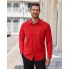 Alimens & Gentle Mens Dress Shirts Stretch Solid Wrinkle Free Button Down Shirt Casual Business Wedding Button Up Shirt(Red)