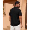 Alimens & Gentle Mens Linen Shirt Short Sleeve Button Down Shirt Casual Summer Beach Vacation Wedding Linen Texture Shirts(Black)