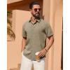 Alimens & Gentle Mens Linen Shirt Short Sleeve Button Down Shirt Casual Summer Beach Vacation Wedding Linen Texture Shirts(Brown)