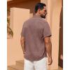 Alimens & Gentle Mens Linen Shirt Short Sleeve Button Down Shirt Casual Summer Beach Vacation Wedding Linen Texture Shirts(Burgundy)