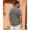 Alimens & Gentle Mens Linen Shirt Short Sleeve Button Down Shirt Casual Summer Beach Vacation Wedding Linen Texture Shirts(Grey)