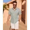 Alimens & Gentle Mens Linen Shirt Short Sleeve Button Down Shirt Casual Summer Beach Vacation Wedding Linen Texture Shirts(Light Grey)