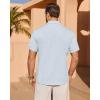 Alimens & Gentle Mens Linen Shirt Short Sleeve Button Down Shirt Casual Summer Beach Vacation Wedding Linen Texture Shirts(Sky Blue)
