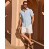 Alimens & Gentle Mens Linen Shirt Short Sleeve Button Down Shirt Casual Summer Beach Vacation Wedding Linen Texture Shirts(Sky Blue)