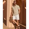 Alimens & Gentle Mens Linen Shirt Short Sleeve Button Down Shirt Casual Summer Beach Vacation Wedding Linen Texture Shirts(Tan)