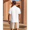 Alimens & Gentle Mens Linen Shirt Short Sleeve Button Down Shirt Casual Summer Beach Vacation Wedding Linen Texture Shirts(White)