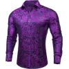 Alimens & Gentle Mens Paisley Shirts Dress Shirt for Men Western Cowboy Shirt Long Sleeve Button Down Shirt Wedding Party(Black Purple)