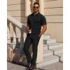Alimens & Gentle Mens Polo Shirts Short Sleeve Knit Stretchy Casual Lightweight Summer Vacation Party Golf Shirts(Black)