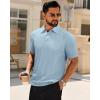 Alimens & Gentle Mens Polo Shirts Short Sleeve Knit Stretchy Casual Lightweight Summer Vacation Party Golf Shirts(Blue)
