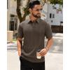 Alimens & Gentle Mens Polo Shirts Short Sleeve Knit Stretchy Casual Lightweight Summer Vacation Party Golf Shirts(Brown)