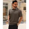 Alimens & Gentle Mens Polo Shirts Short Sleeve Knit Stretchy Casual Lightweight Summer Vacation Party Golf Shirts(Brown)