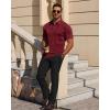Alimens & Gentle Mens Polo Shirts Short Sleeve Knit Stretchy Casual Lightweight Summer Vacation Party Golf Shirts(Burgundy)