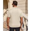 Alimens & Gentle Mens Polo Shirts Short Sleeve Knit Stretchy Casual Lightweight Summer Vacation Party Golf Shirts(Cream)
