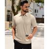 Alimens & Gentle Mens Polo Shirts Short Sleeve Knit Stretchy Casual Lightweight Summer Vacation Party Golf Shirts(Tan)