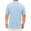 Alimens & Gentle Mens Polo Shirts Short Sleeve Printed Golf Shirt Moisture Wicking Dry Fit Collared Business Casual Tennis(Light Blue Dinosaur)