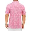 Alimens & Gentle Mens Polo Shirts Short Sleeve Printed Golf Shirt Moisture Wicking Dry Fit Collared Business Casual Tennis(Pink Color)