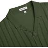 Alimens & Gentle Men’s Short Sleeve Button Down Shirts Knit Casual Shirts for Men Vintage Cuban Shirt Striped Knitted(Army Green)