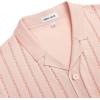 Alimens & Gentle Men’s Short Sleeve Button Down Shirts Knit Casual Shirts for Men Vintage Cuban Shirt Striped Knitted(Beige)