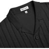 Alimens & Gentle Men’s Short Sleeve Button Down Shirts Knit Casual Shirts for Men Vintage Cuban Shirt Striped Knitted(Black)