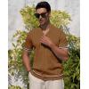 Alimens & Gentle Men’s Short Sleeve Button Down Shirts Knit Casual Shirts for Men Vintage Cuban Shirt Striped Knitted(Brown)