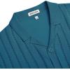 Alimens & Gentle Men’s Short Sleeve Button Down Shirts Knit Casual Shirts for Men Vintage Cuban Shirt Striped Knitted(Dark Blue)