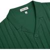 Alimens & Gentle Men’s Short Sleeve Button Down Shirts Knit Casual Shirts for Men Vintage Cuban Shirt Striped Knitted(Dark Green)