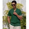Alimens & Gentle Men’s Short Sleeve Button Down Shirts Knit Casual Shirts for Men Vintage Cuban Shirt Striped Knitted(Dark Green)