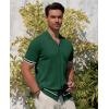 Alimens & Gentle Men’s Short Sleeve Button Down Shirts Knit Casual Shirts for Men Vintage Cuban Shirt Striped Knitted(Dark Green)