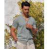 Alimens & Gentle Men’s Short Sleeve Button Down Shirts Knit Casual Shirts for Men Vintage Cuban Shirt Striped Knitted(Grey)