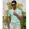 Alimens & Gentle Men’s Short Sleeve Button Down Shirts Knit Casual Shirts for Men Vintage Cuban Shirt Striped Knitted(Light Green)
