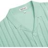 Alimens & Gentle Men’s Short Sleeve Button Down Shirts Knit Casual Shirts for Men Vintage Cuban Shirt Striped Knitted(Light Green)