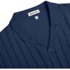 Alimens & Gentle Men’s Short Sleeve Button Down Shirts Knit Casual Shirts for Men Vintage Cuban Shirt Striped Knitted(Navy Blue)
