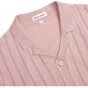 Alimens & Gentle Men’s Short Sleeve Button Down Shirts Knit Casual Shirts for Men Vintage Cuban Shirt Striped Knitted(Pink)