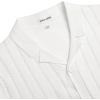 Alimens & Gentle Men’s Short Sleeve Button Down Shirts Knit Casual Shirts for Men Vintage Cuban Shirt Striped Knitted(White)