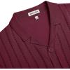Alimens & Gentle Men’s Short Sleeve Button Down Shirts Knit Casual Shirts for Men Vintage Cuban Shirt Striped Knitted(Wine Red)