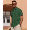 Alimens & Gentle Mens Short Sleeve Cotton Linen Texture Shirt Casual Untucked Button Down Lightweight Shirts Summer Beach(Army Green)