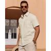 Alimens & Gentle Mens Short Sleeve Cotton Linen Texture Shirt Casual Untucked Button Down Lightweight Shirts Summer Beach(Beige)